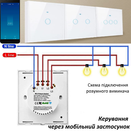 Розумний вимикач 3 клавіши